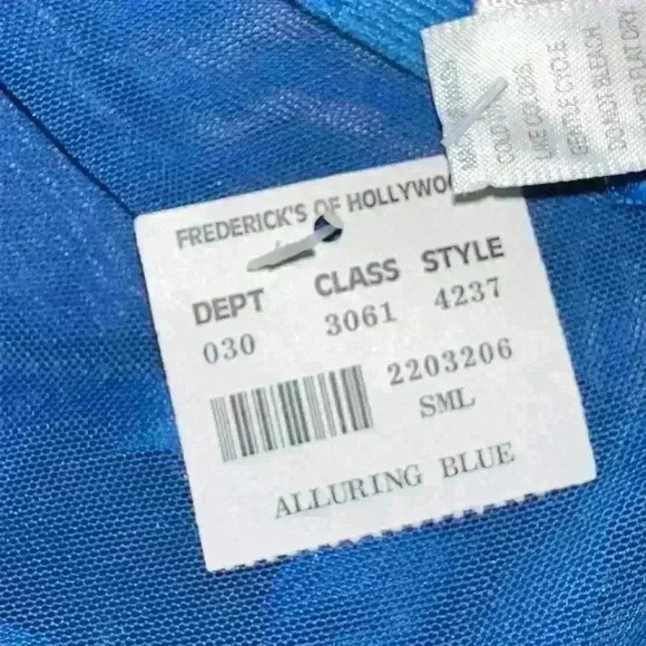 Brand New With Tags Fredericks Of Hollywood Blue Mesh Two piece Slip Dress Set - Picture 11 of 15